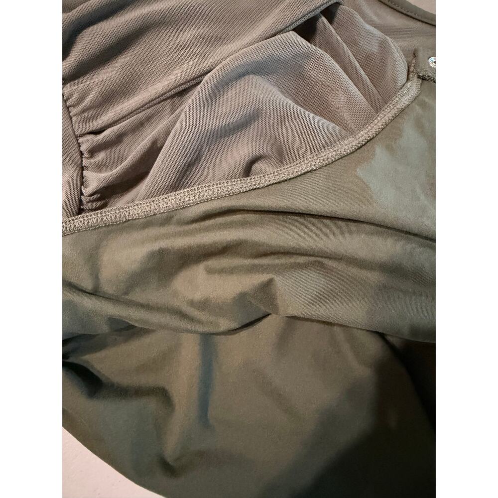 reoria olive mesh sheer and covered bodysuit long sleeve l euc - Picture 5 of 7